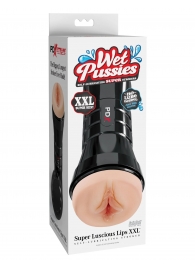 Телесный мастурбатор-вагина в черной колбе Super Luscious Lips XXL - Pipedream - в Петропавловске-Камчатском купить с доставкой