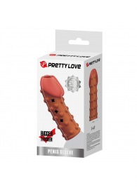 Телесная открытая насадка на пенис с бугорками - 19,8 см. - Baile - в Петропавловске-Камчатском купить с доставкой