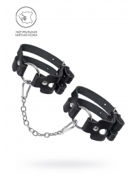 Черные кожаные оковы из двух ремешков - Pecado - купить с доставкой в Петропавловске-Камчатском
