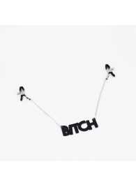 Зажимы на соски с кожаной подвеской Bitch - Crazy Handmade - купить с доставкой в Петропавловске-Камчатском
