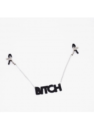 Зажимы на соски с кожаной подвеской Bitch - Crazy Handmade - купить с доставкой в Петропавловске-Камчатском