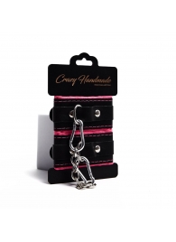 Черно-розовые скругленные наручники с мягкой подкладкой - Crazy Handmade - купить с доставкой в Петропавловске-Камчатском