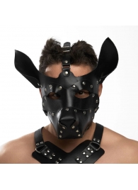 Черная кожаная маска «Собака» - Crazy Handmade - купить с доставкой в Петропавловске-Камчатском