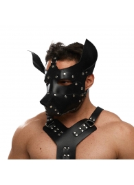 Черная кожаная маска «Собака» - Crazy Handmade - купить с доставкой в Петропавловске-Камчатском