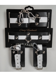 Набор фиксаторов из черной и белой натуральной кожи - Crazy Handmade - купить с доставкой в Петропавловске-Камчатском