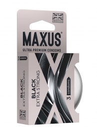 Черные утолщенные презервативы MAXUS Extra Strong с железным кейсом - 3 шт. - Maxus - купить с доставкой в Петропавловске-Камчатском