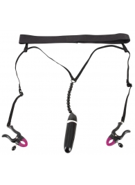 Женские вибростринги с зажимами для половых губ Spreader String with Vibrator - Orion - купить с доставкой в Петропавловске-Камчатском