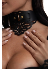 Фигурный чокер с узорами и золотистой фурнитурой - Crazy Handmade - купить с доставкой в Петропавловске-Камчатском