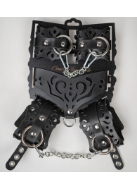 Черный ажурный кожаный набор фиксаций - Crazy Handmade - купить с доставкой в Петропавловске-Камчатском