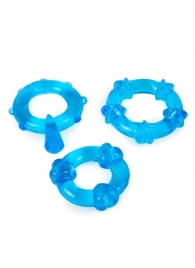 Набор из 3 синих эрекционных колец с различным рельефом - Erowoman-Eroman - в Петропавловске-Камчатском купить с доставкой