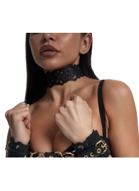 Черный ажурный чокер с золотистой фурнитурой - Crazy Handmade - купить с доставкой в Петропавловске-Камчатском