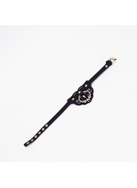 Черный чокер с клепками и золотистой фурнитурой - Crazy Handmade - купить с доставкой в Петропавловске-Камчатском