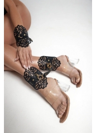 Черный фигурные оковы с золотистой фурнитурой - Crazy Handmade - купить с доставкой в Петропавловске-Камчатском