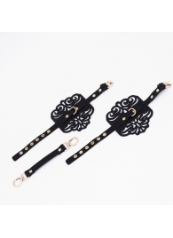 Черный фигурные оковы с золотистой фурнитурой - Crazy Handmade - купить с доставкой в Петропавловске-Камчатском