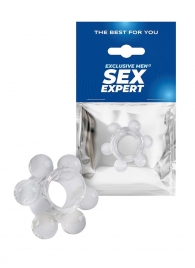 Прозрачное эрекционное кольцо с 6 стимулирующими шариками - Sex Expert - в Петропавловске-Камчатском купить с доставкой