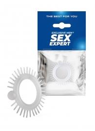 Эластичное эрекционное кольцо с шипиками и шариком - Sex Expert - в Петропавловске-Камчатском купить с доставкой