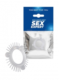 Эластичное эрекционное кольцо с 3 шариками и шипами - Sex Expert - в Петропавловске-Камчатском купить с доставкой