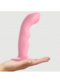 Розовая насадка-стимулятор Strap-On-Me Tapping Dildo Wave - Strap-on-me - купить с доставкой в Петропавловске-Камчатском