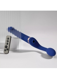 Синий безремневой страпон Multi Orgasm Bendable Strap-On size L с клиторальной стимуляцией - Strap-on-me - купить с доставкой в Петропавловске-Камчатском