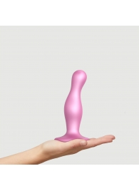 Розовая насадка Strap-On-Me Dildo Plug Curvy size M - Strap-on-me - купить с доставкой в Петропавловске-Камчатском