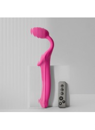 Ярко-розовый безремневой страпон Strap-on-me Vibrating Bendable Strap-On size L - Strap-on-me - купить с доставкой в Петропавловске-Камчатском