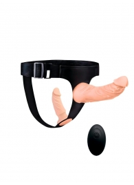 Женский страпон с 2 насадками, вибрацией и пультом ДУ - Erowoman-Eroman - купить с доставкой в Петропавловске-Камчатском