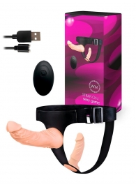 Женский страпон с 2 насадками, вибрацией и пультом ДУ - Erowoman-Eroman - купить с доставкой в Петропавловске-Камчатском