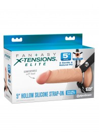 Телесный пустотелый фаллопротез 5’’ Hollow Silicone Strap-On - 14 см. - Pipedream - купить с доставкой в Петропавловске-Камчатском