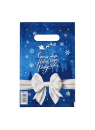 Сине-белый подарочный новогодний пакет с вырубной ручкой (20х30 см) - Сима-Ленд - купить с доставкой в Петропавловске-Камчатском
