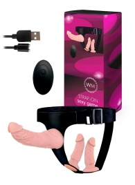 Женский страпон с 3 насадками и вибрацией - Erowoman-Eroman - купить с доставкой в Петропавловске-Камчатском