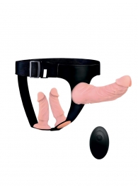 Женский страпон с 3 насадками и вибрацией - Erowoman-Eroman - купить с доставкой в Петропавловске-Камчатском