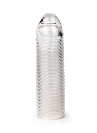 Прозрачная закрытая насадка на пенис с ребрышками - 16 см. - Sex Expert - в Петропавловске-Камчатском купить с доставкой