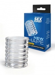 Прозрачная сквозная насадка на пенис с ребрышками - Sex Expert - в Петропавловске-Камчатском купить с доставкой