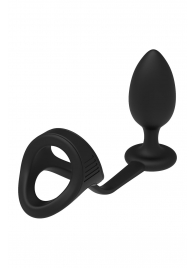 Черное эрекционное кольцо с анальной пробкой Cockstrap With Anal Plug - Dream Toys - в Петропавловске-Камчатском купить с доставкой