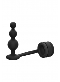 Черное эрекционное кольцо с анальной елочкой Cockring With Beaded Anal Plug - Dream Toys - в Петропавловске-Камчатском купить с доставкой