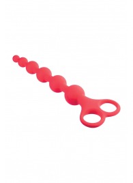 Красная анальная цепочка Ribbed Silicone Anal Beads - 26 см. - NMC