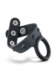 Черное эрекционное кольцо с подхватом мошонки на кнопках VS6 - Blush Novelties - в Петропавловске-Камчатском купить с доставкой