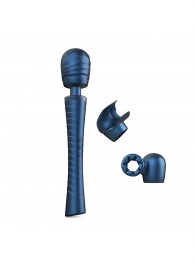 Синий вибромассажёр с насадками Man.wand Edgy - Manwan - в Петропавловске-Камчатском купить с доставкой