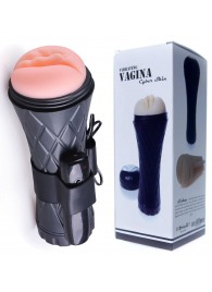 Телесный мастурбатор-вагина в черной колбе с вибрацией - Boys of Toys - в Петропавловске-Камчатском купить с доставкой