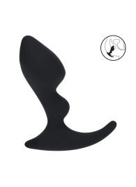 Черная анальная пробка для массажа простаты Double Ripple Silicone Prostate Massager - Shots Media BV - в Петропавловске-Камчатском купить с доставкой