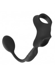 Черное виброкольцо с анальной пробкой Cock Ring with RC Butt Plug - Orion - в Петропавловске-Камчатском купить с доставкой