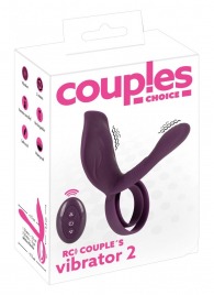 Фиолетовая насадка на член с клиторальным отростком и пультом ДУ RC Couple’s Vibrator 2 - Orion - в Петропавловске-Камчатском купить с доставкой