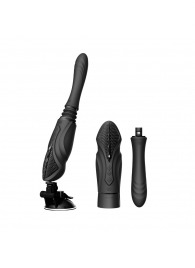 Черная секс-машина с функцией нагрева, насадками и присоской Sesh - Zalo - купить с доставкой в Петропавловске-Камчатском