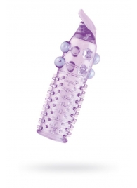 Гелевая фиолетовая насадка с шариками, шипами и усиком - 11 см. - Toyfa Basic - в Петропавловске-Камчатском купить с доставкой