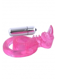 Розовая вибронасадка со стимулятор клитора   Язычок - Toyfa Basic - в Петропавловске-Камчатском купить с доставкой
