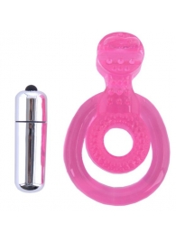Розовая вибронасадка со стимулятор клитора   Язычок - Toyfa Basic - в Петропавловске-Камчатском купить с доставкой