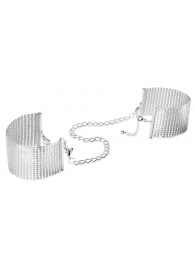 Серебристые наручники-браслеты Desir Metallique Handcuffs - Bijoux Indiscrets - купить с доставкой в Петропавловске-Камчатском