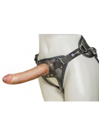 Насадка-фаллоимитатор на кожаных трусиках Harness Ultra Realistic 7  - 18 см. - LOVETOY (А-Полимер) - купить с доставкой в Петропавловске-Камчатском