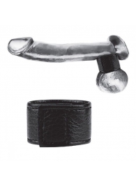 Чёрная утяжка на мошонку 1  Velcro Ball Stretcher - BlueLine - купить с доставкой в Петропавловске-Камчатском