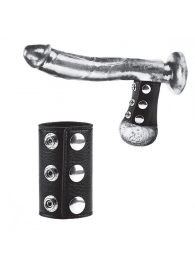Чёрная утяжка на кнопках 100% PVC STRAP WITH METAL SNAP - BlueLine - купить с доставкой в Петропавловске-Камчатском